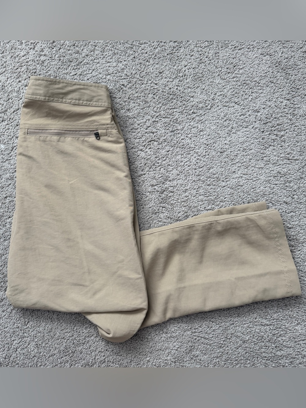 The North Face Mens 30 Short Hiking Pants Tan Khaki Nylon Ankle Zip Technical